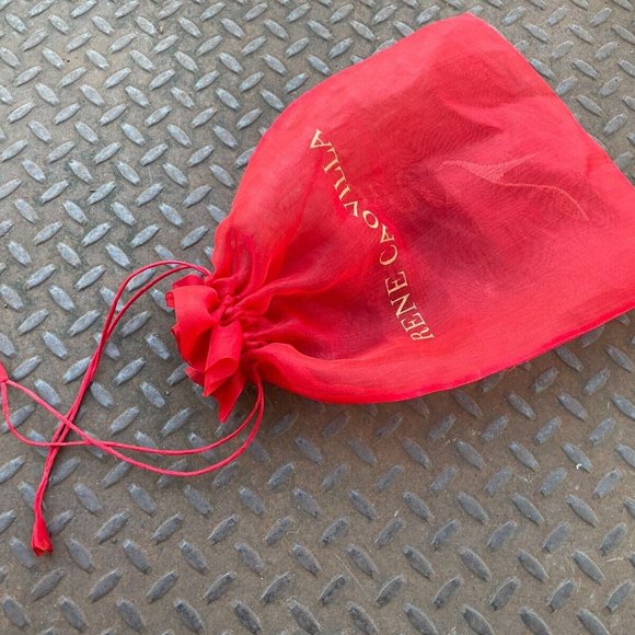 Rene Caovilla Dust Bag Red Organza Fabric Draw String Storage Bag Authentic - Picture 8 of 11